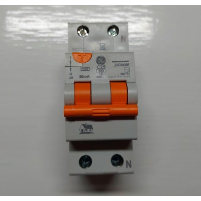 Дифференциальный автоматический выключатель DDM60C25/030 2P AC, 6kA General Electric