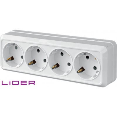 Розетка четырехместная с заземлением LR16-753 серия "Легенда" TM LiDER
