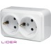Розетка двухместная с заземлением (КЕРАМИКА) LR16-890 серия "НОВА" TM LiDER