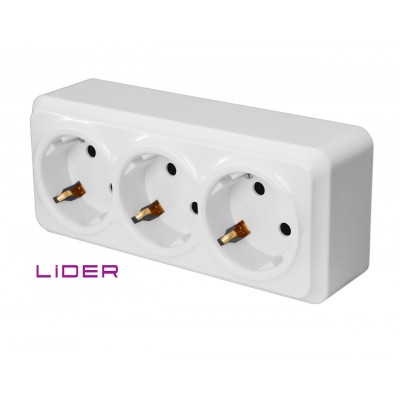 Розетка трехместная с заземлением LRO16-839 серия "Нова" TM LiDER