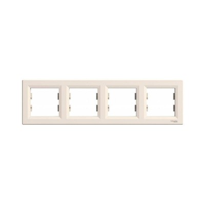 Рамка четырехместная горизонтальная, кремовая, серия Asfora, Schneider Electric (EPH5800423)