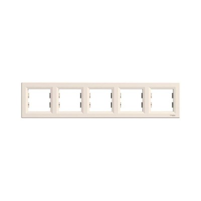 Рамка пятиместная горизонтальная, кремовая, серия Asfora, Schneider Electric (EPH5800523)