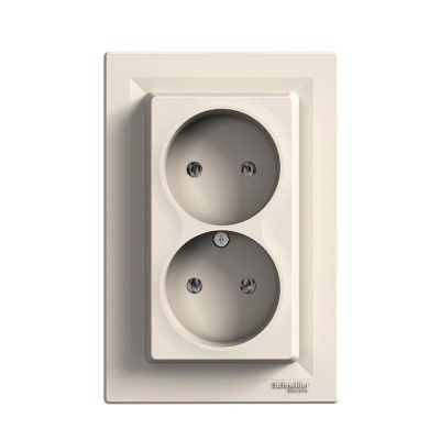 Розетка двойная, без заземления кремовая, серия Asfora, Schneider Electric (EPH9700123)