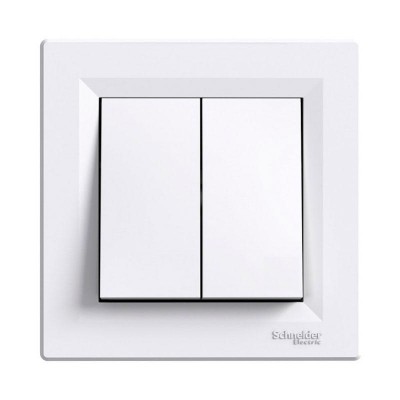 Выключатель двухклавишный белый, серия Asfora, Schneider Electric (EPH0300121)