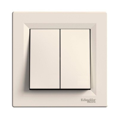 Выключатель двухклавишный кремовый, серия Asfora, Schneider Electric (EPH0300123)