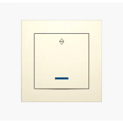 Выключатель одноклавишный с LED подсветкой проходной бежевый VS10-302, серия "ИДЕАЛ" ТМ "MARSHEL"