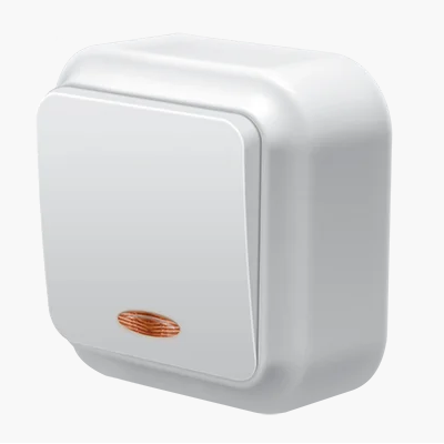 Выключатель одноклавишный со световой индикацией белый VO10-139, серия "МАГЛЕВ" TM "MARSHEL"