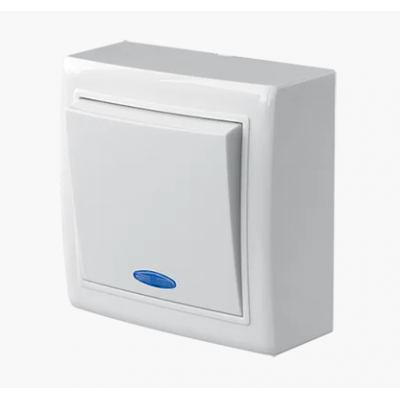 Выключатель одноклавишный со световой индикацией белый VO10-179, серия"СОЛИС" TM "MARSHEL"